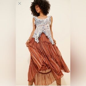 Free People One ember stripe midi skirt sz M